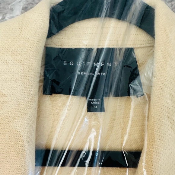 NWT EQUIPMENT Alyssandra Long Line Knit Trench Coat Biscuit Size M - Picture 7 of 8